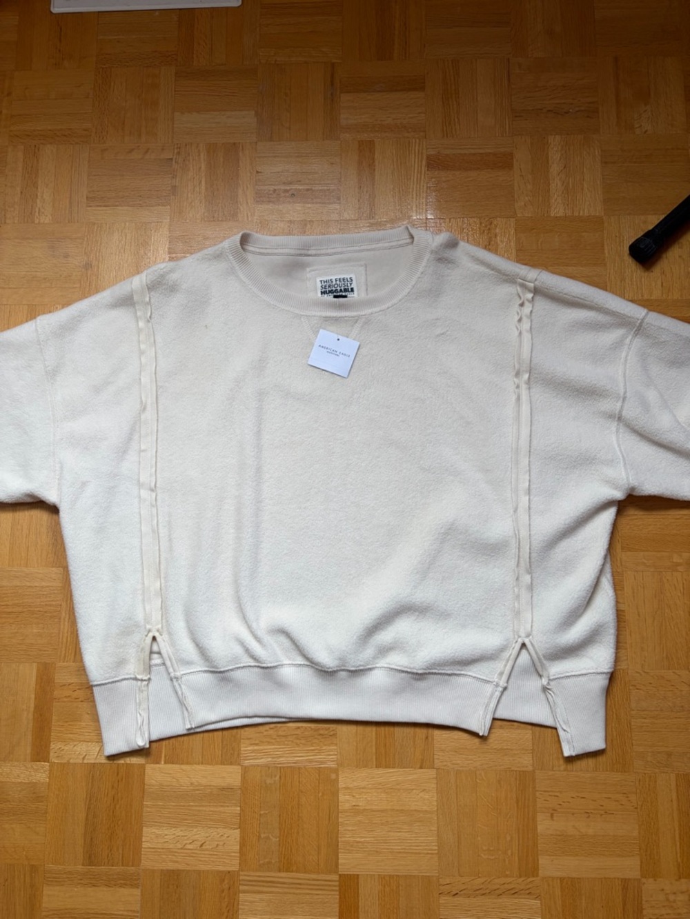 Off-White Cream Crewneck Sweatshirt with Trim Details